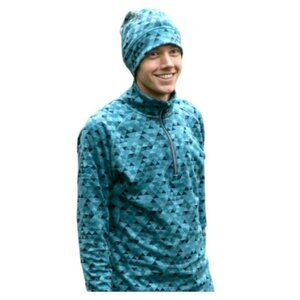 SportHill Mens XL Soft Stretch Jacquard Pullover XC Funnel Neck & Zip Closure